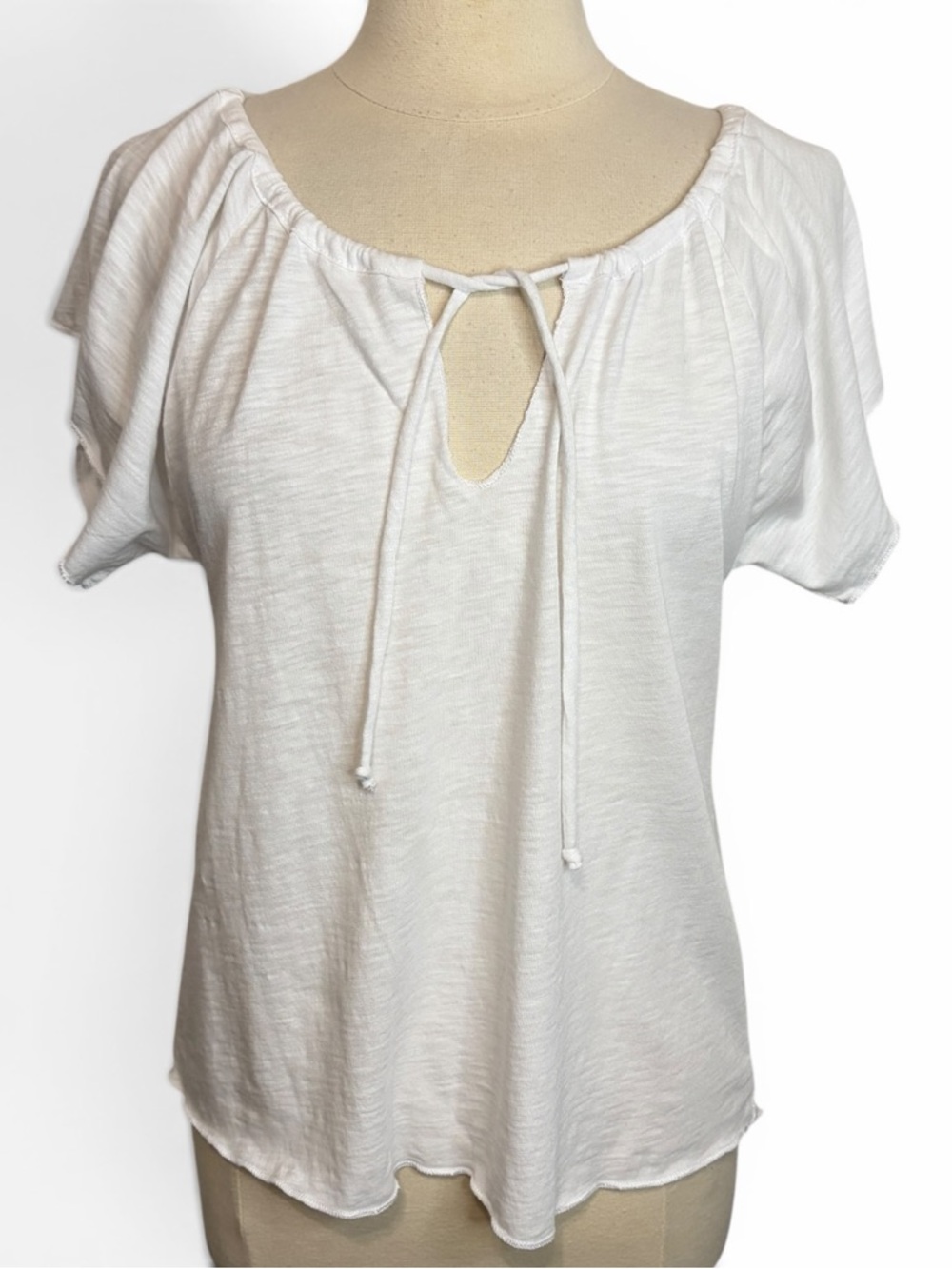 NWT CHASER Gauze Jersey Short-Sleeve Shirred Raglan Lake Top, S/M
